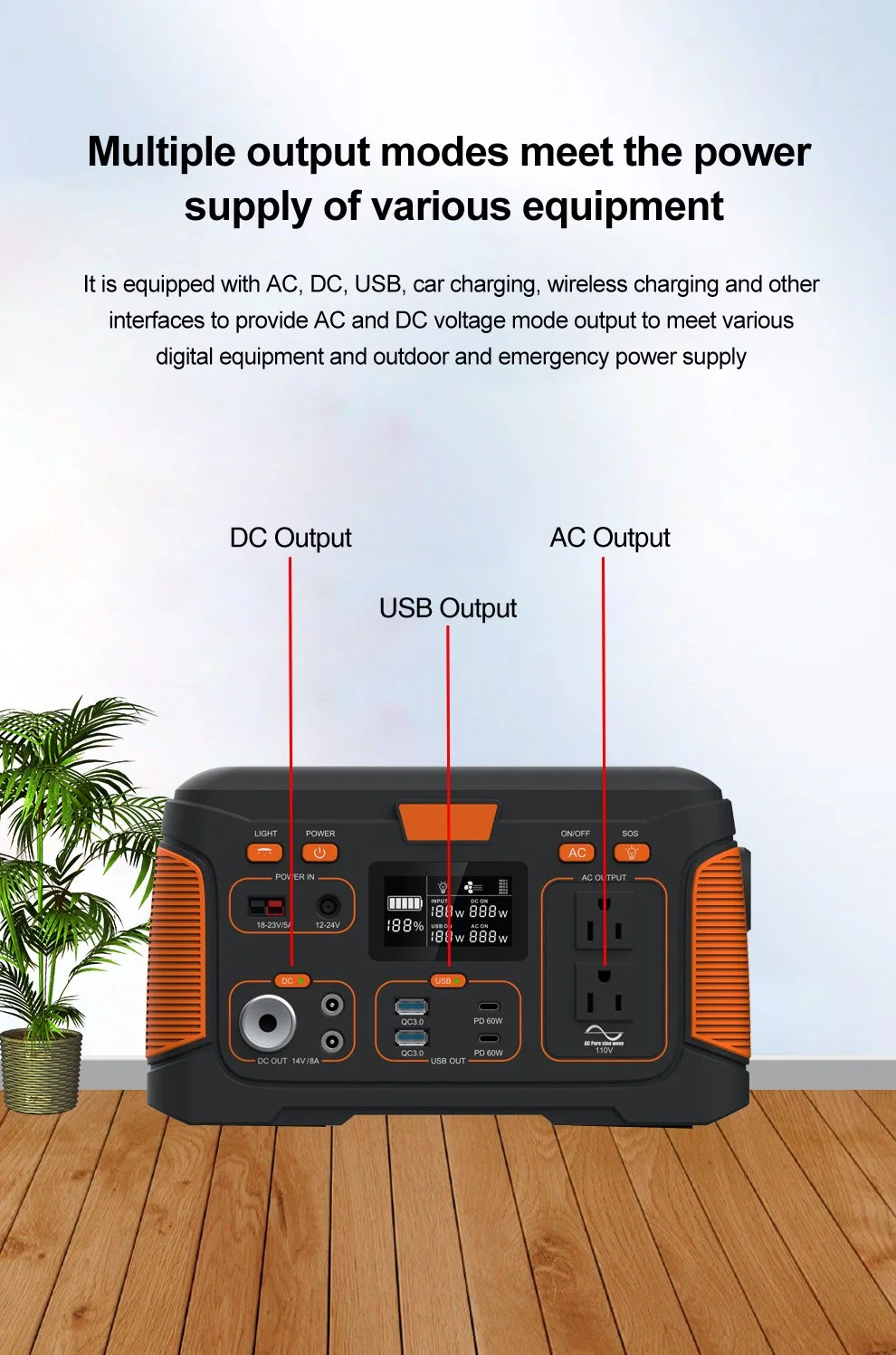 Outdoor Portable Energy Storage 110V 230V High Power Emergency Power Station 500W 1000W Portable Power Supply. Solar Energy System