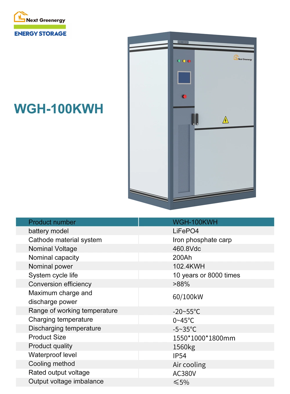 Commercial Hybrid Energy Storage System Energy Storage Container System 100kwh