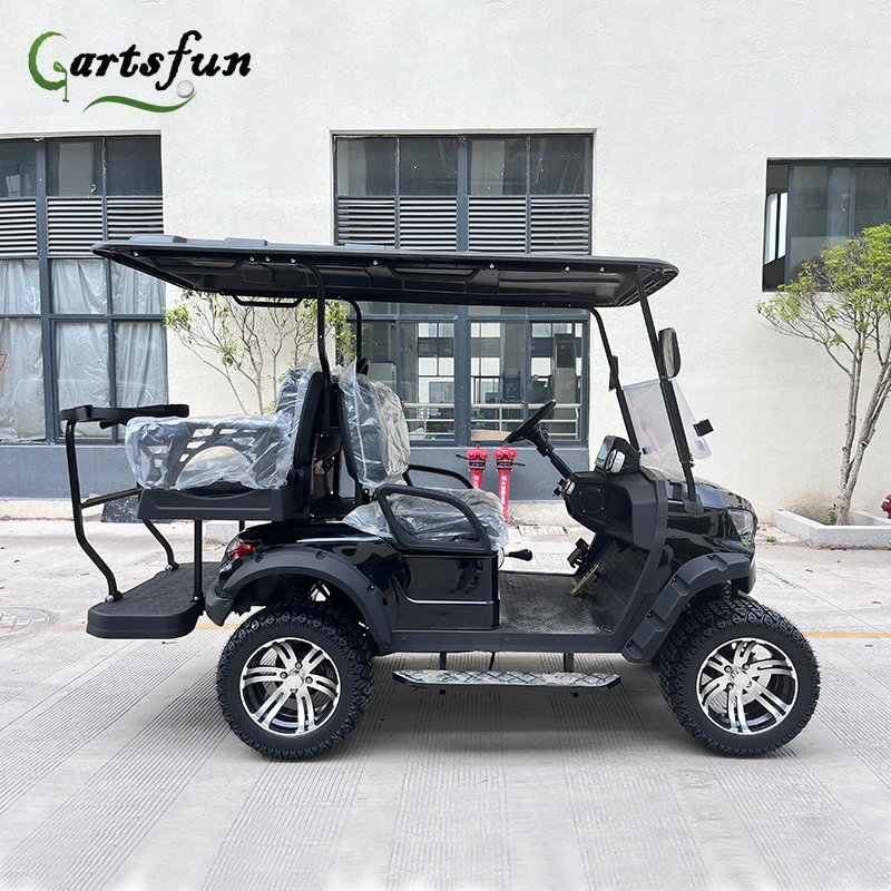 Black Lifted 48V 72V Sightseeing Electric Club Carts 2 4 6 8 Seats Golf Carts with Lithium Battery