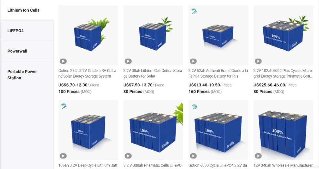 Prismatic LFP 100ah 3.2V Li-ion Battery for Solar Systems