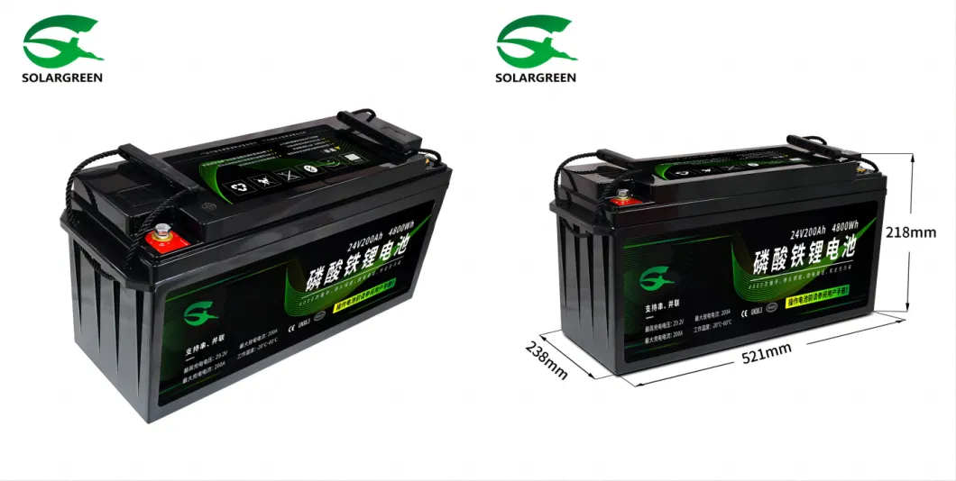 Solar Lithium Battery Pack 24V 100ah 200ah 300ah LiFePO4 Lithium Battery for RV Golf Cart