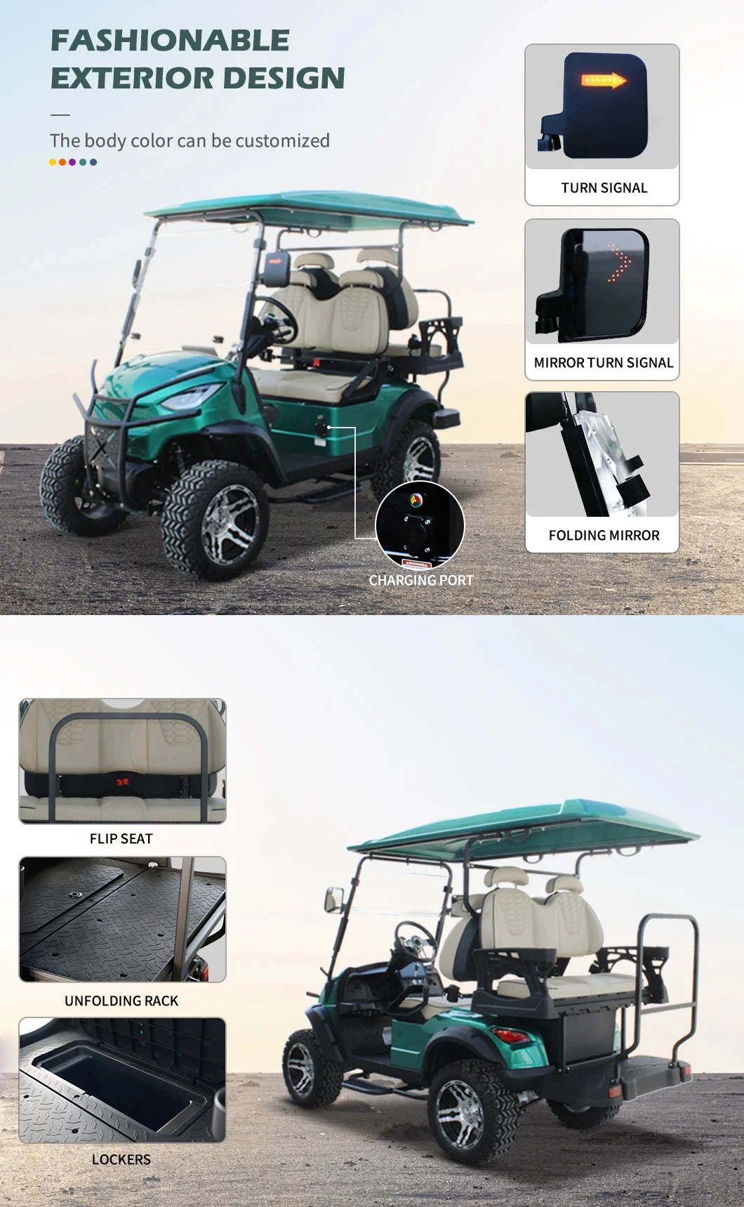 Wholesale 48V Electric Best New Electric Lithium Battery Street Legal Buggy Hunting 2+2 Seater Golf Carts