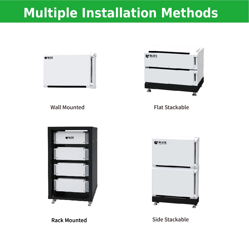 Scalable 5kwh 48V Lithium Battery 100ah 51.2V 10kwh LiFePO4 Ess Li-ion Wall / Rack Mounted Stacked Batterie