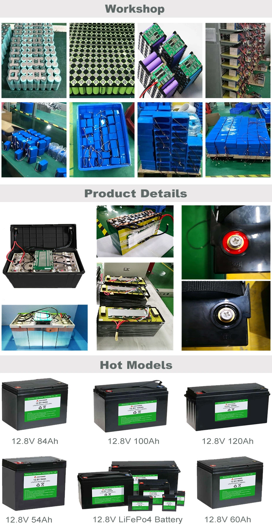 Factory/Manufacturer 12V Rechargeable Lithium 12V 12.8V 24V 25.6V 20ah 24ah 50ah 100ah 200ah LiFePO4 Battery 256wh for Golf Cart/Solar LED Light