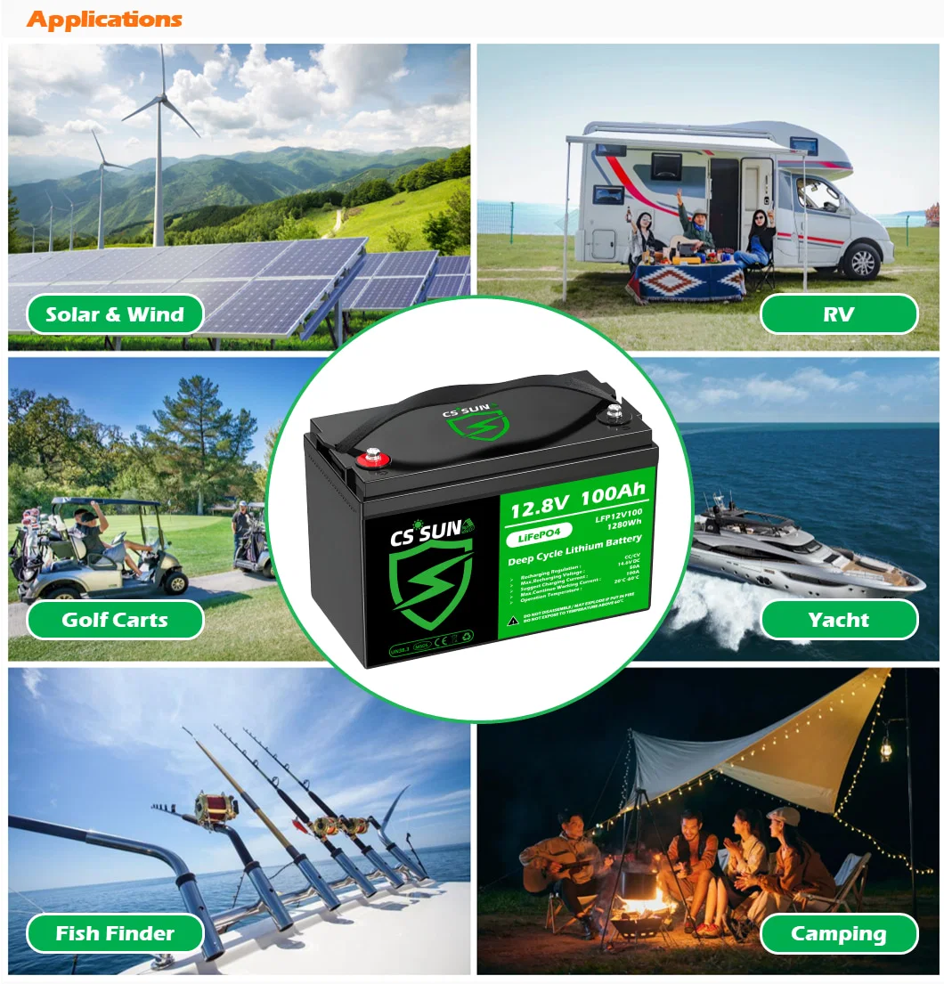 CSSUN LiFePO4 Lithium Ion Energy Storage Battery for RV Marine Boat Cal