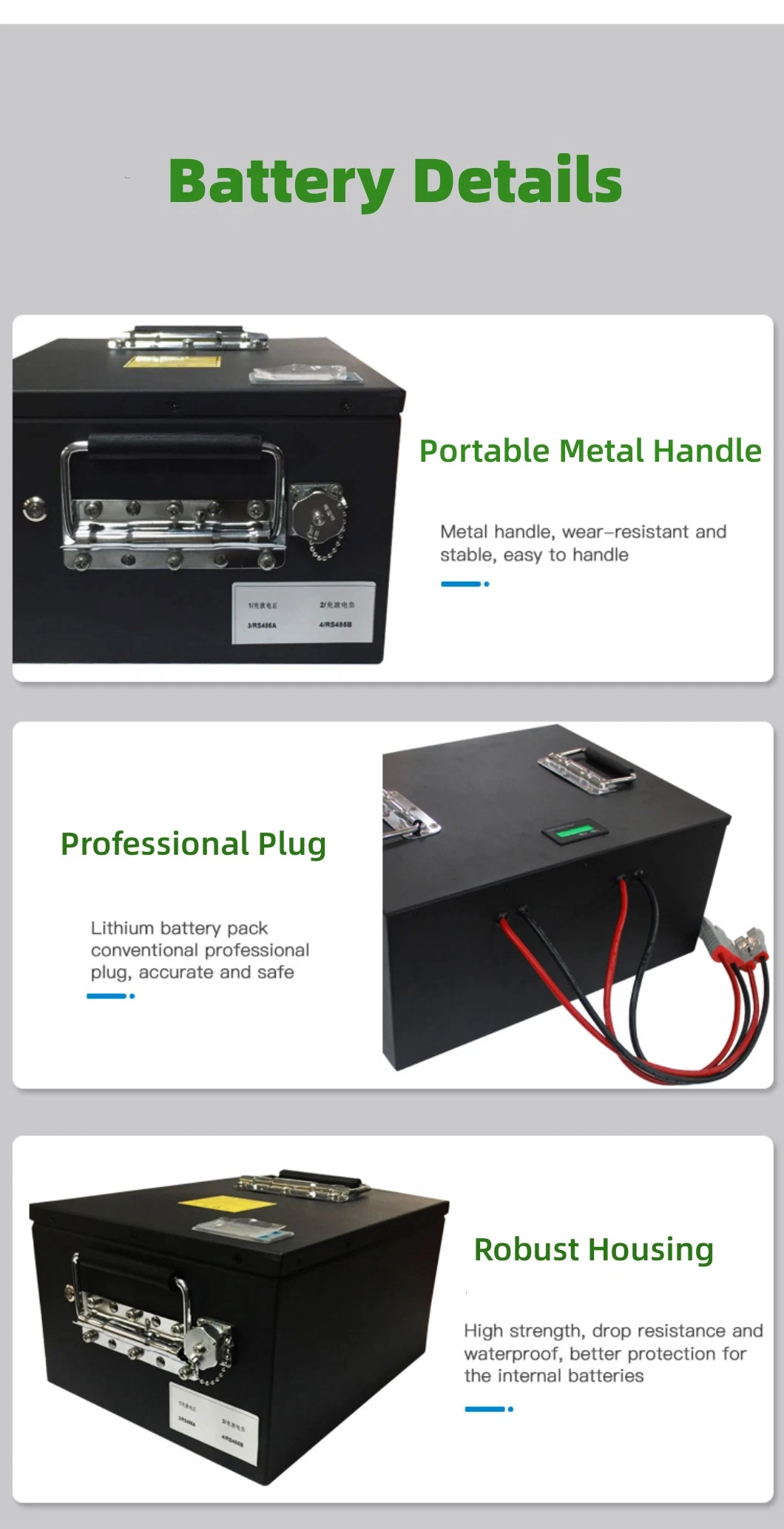 Lithium-Ion Phosphate Cells 51.2V 1105ah LiFePO4 Battery for Golfcart/Electric Sightseeing Car/Medical Cart