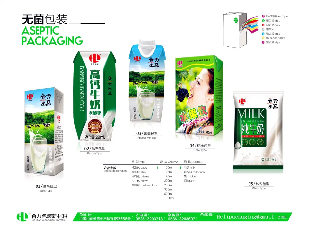 Aseptic Juice /Wine / Milk Carton Package 250ml Manufacturer in China