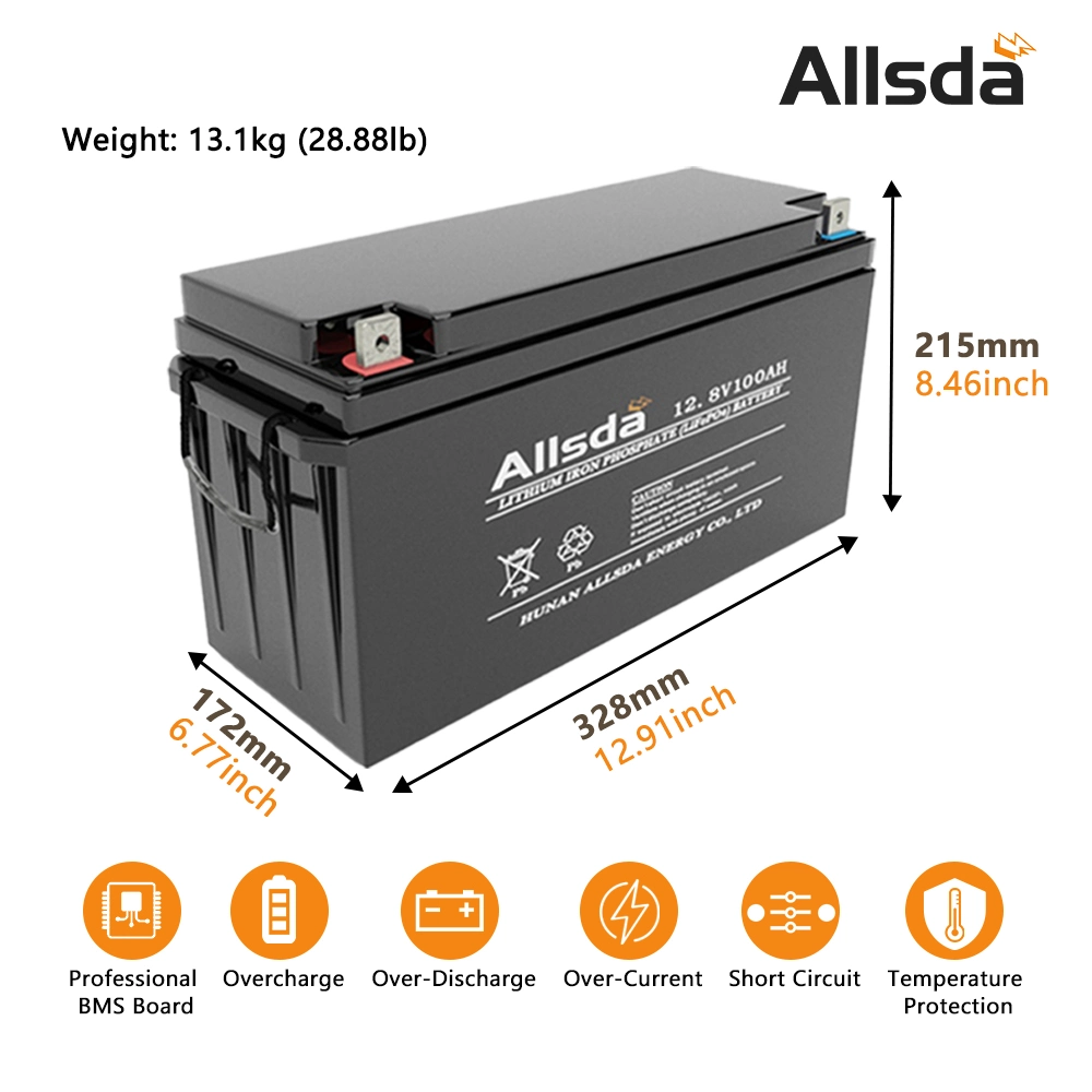 Lithium Battery Pack LiFePO4 12V 100ah Li Ion for Agv Solar System