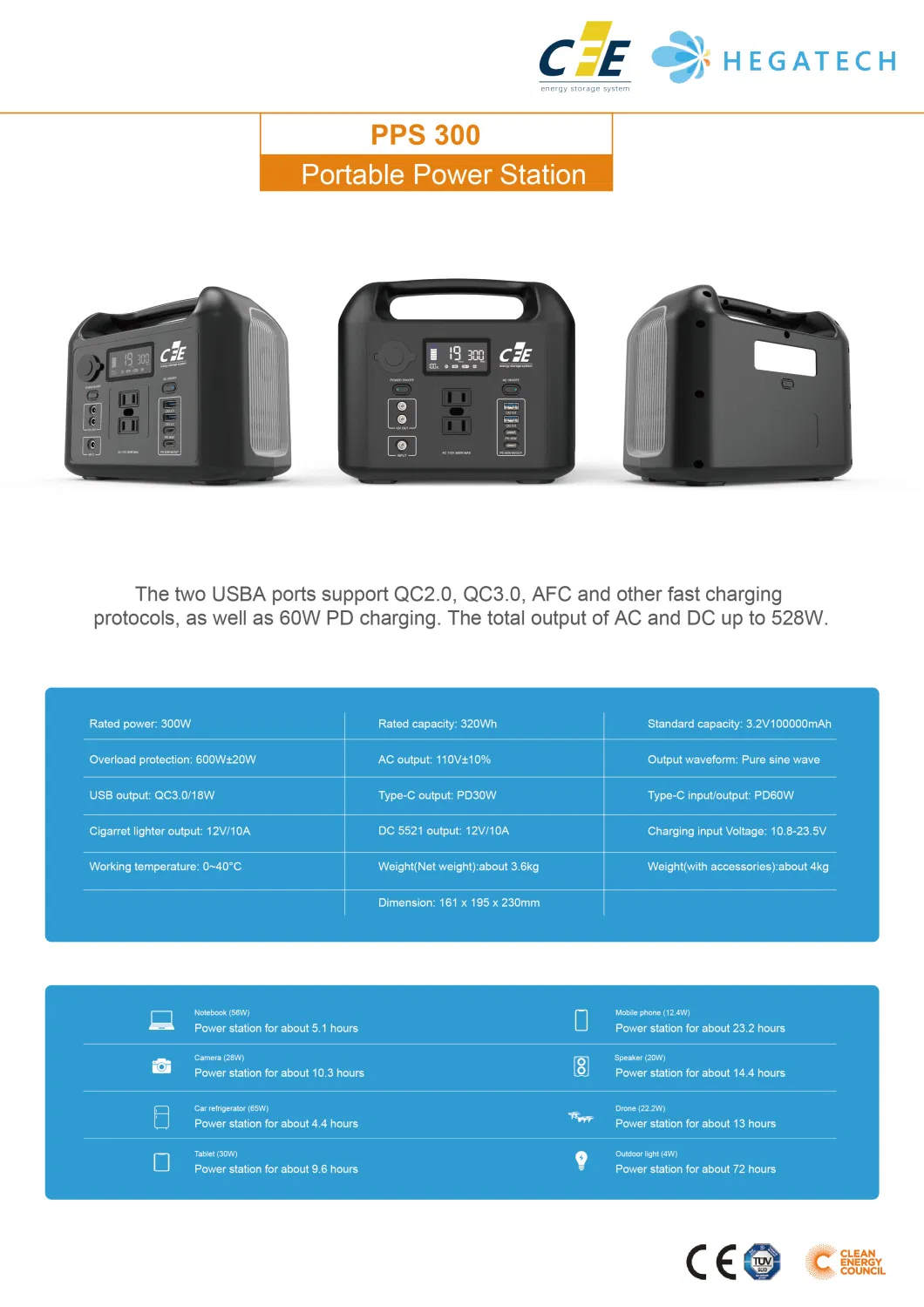 Energy Storage Battery 300wh-Lithium Iron Phosphate Battery Pack-Portable Power Station 300