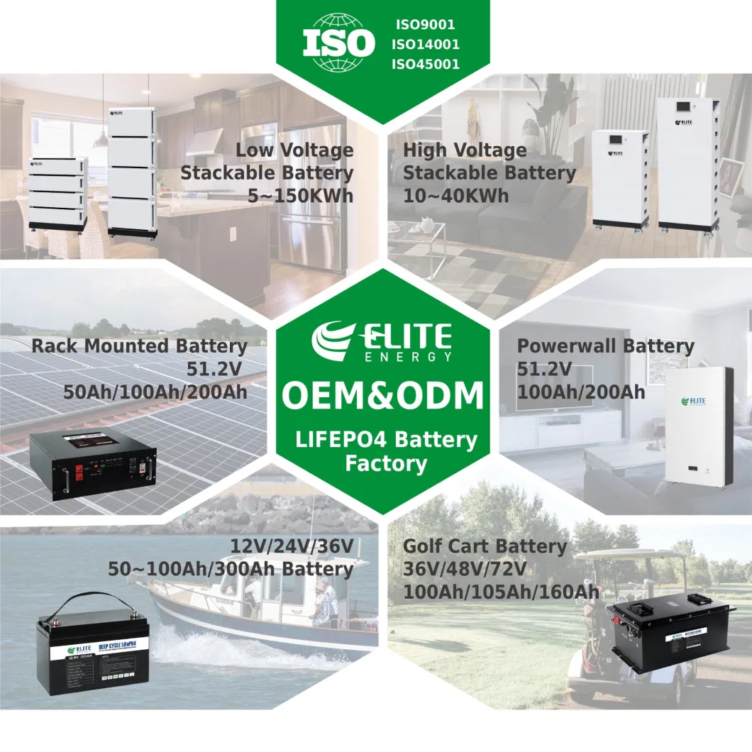 Scalable 5kwh 48V Lithium Battery 100ah 51.2V 10kwh LiFePO4 Ess Li-ion Wall / Rack Mounted Stacked Batterie