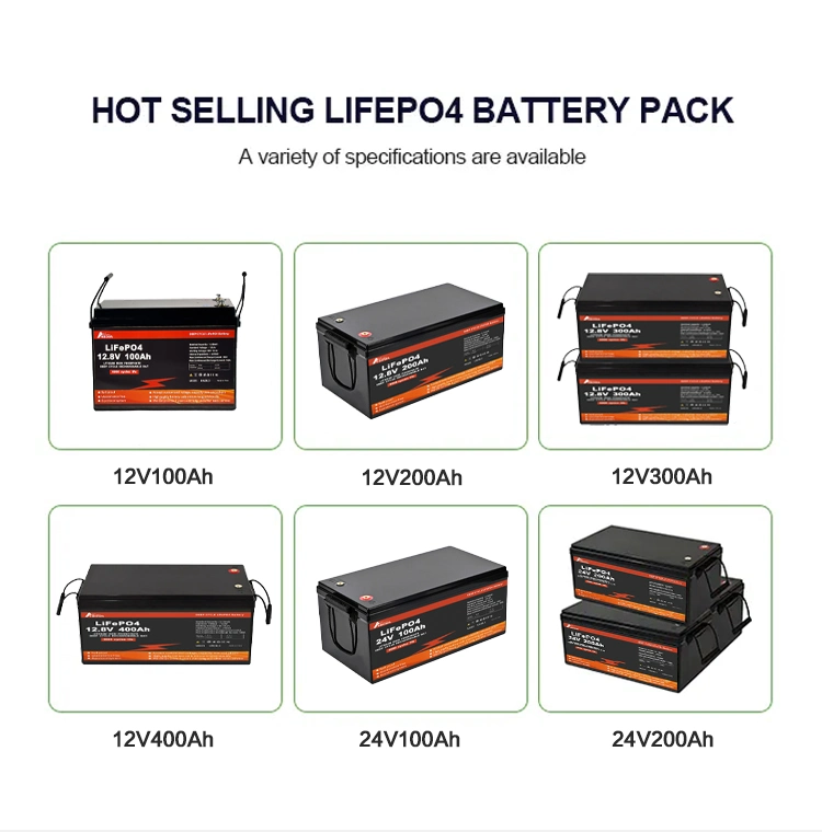 Solar System LiFePO4 Battery Pack Lithium Ion 12/24/36/48V 100/200/300ah/400ah Li-ion Batteries Energy Storage System Ebike RV