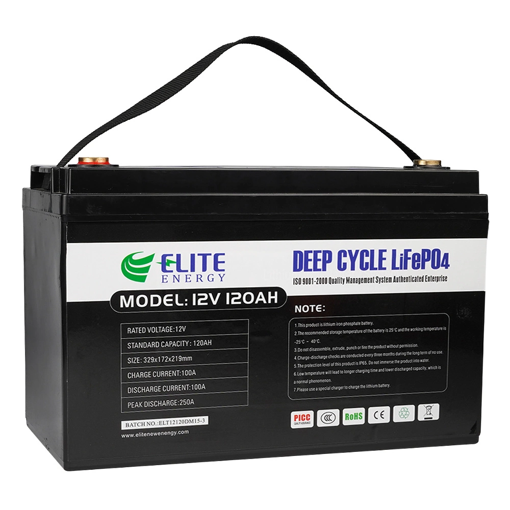 Elite 12V 120ah LiFePO4 Battery Pack Lithium Iron Phosphate Battery for Solar RV Boat Motorhome