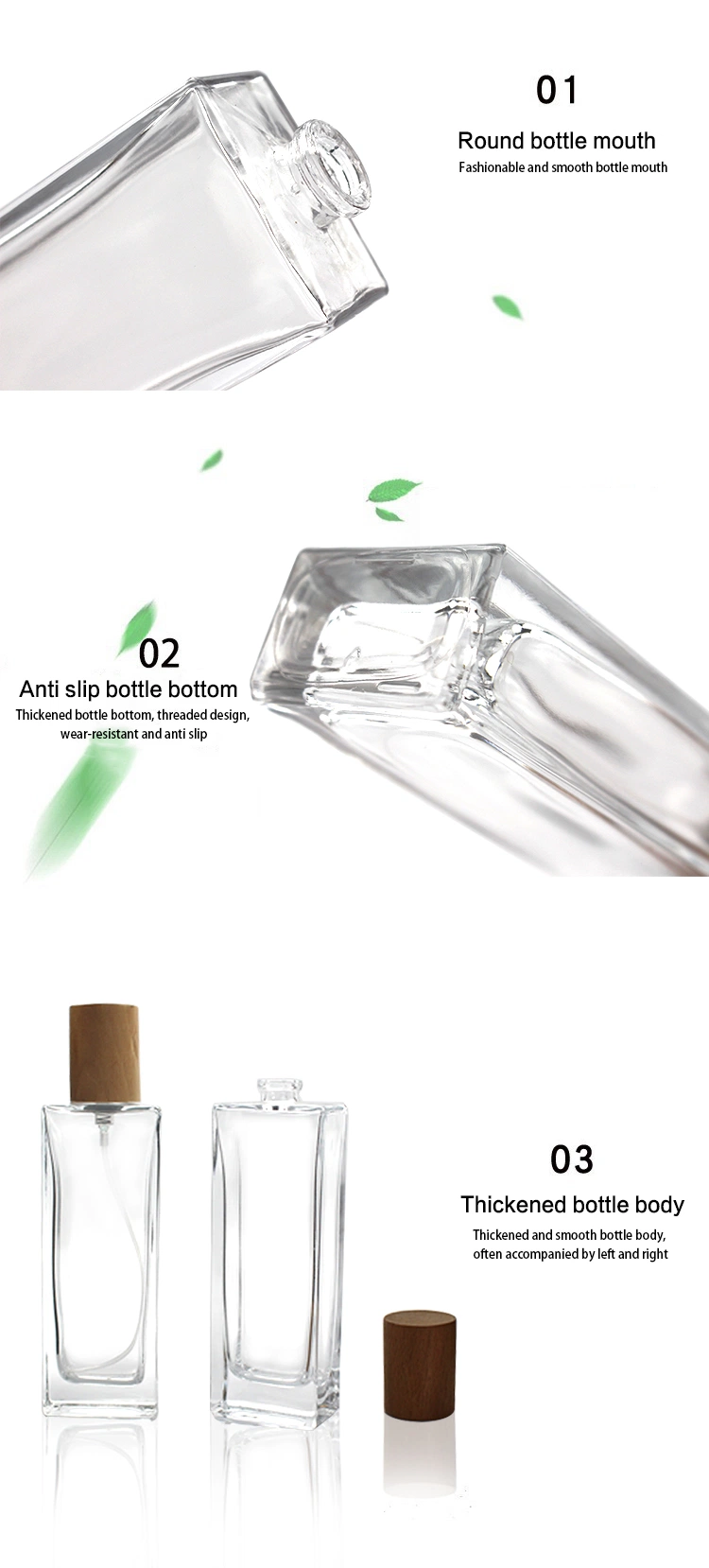 Wholesale China Manufacturer in Stock Luxury Rectangle 50ml Empty Glass Perfume Bottle Package with Lid