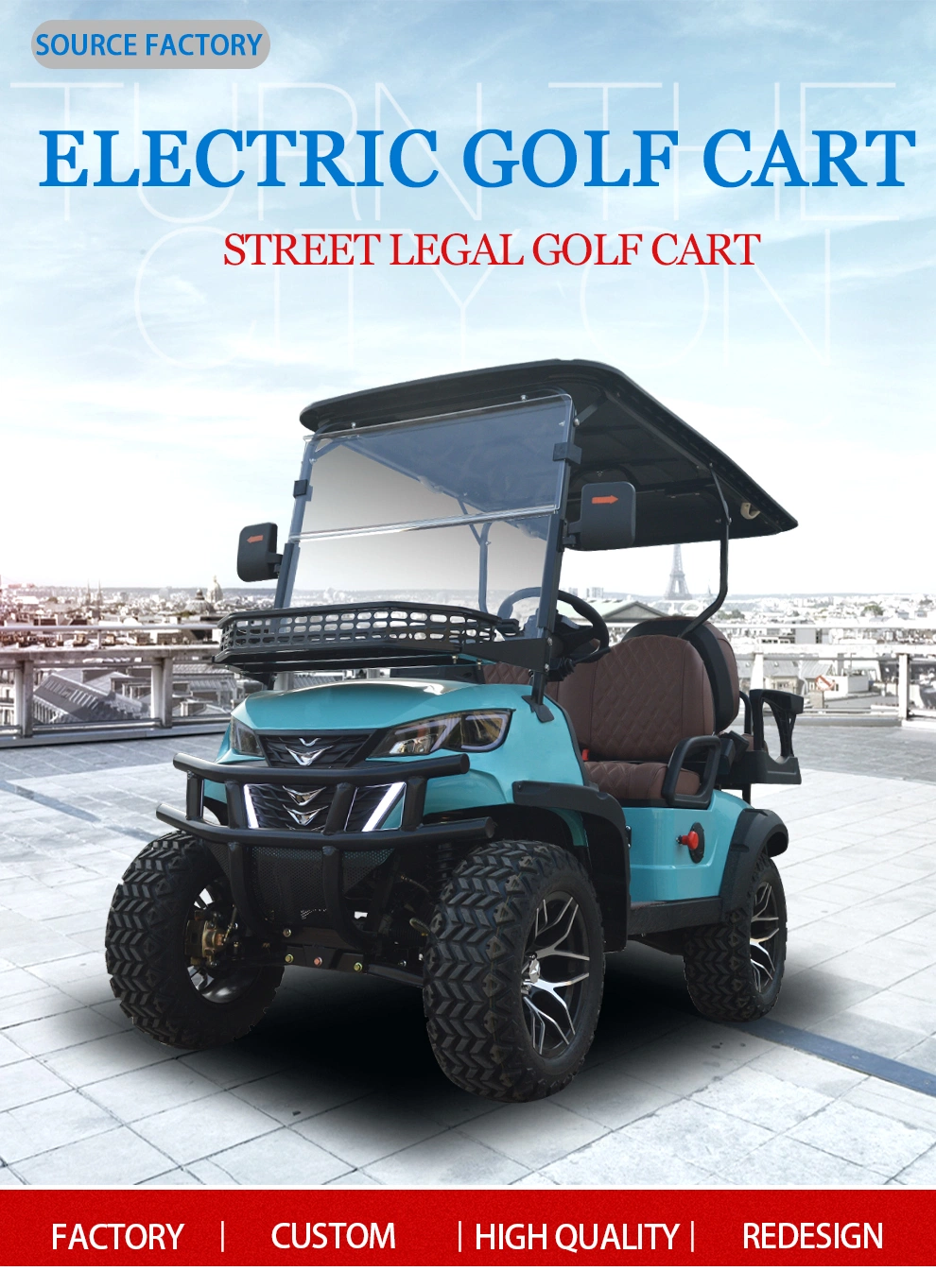 Street Legal Electric Golf Cart 72V/4 Seat Lithium Battery Club Car ATV Electric Cart