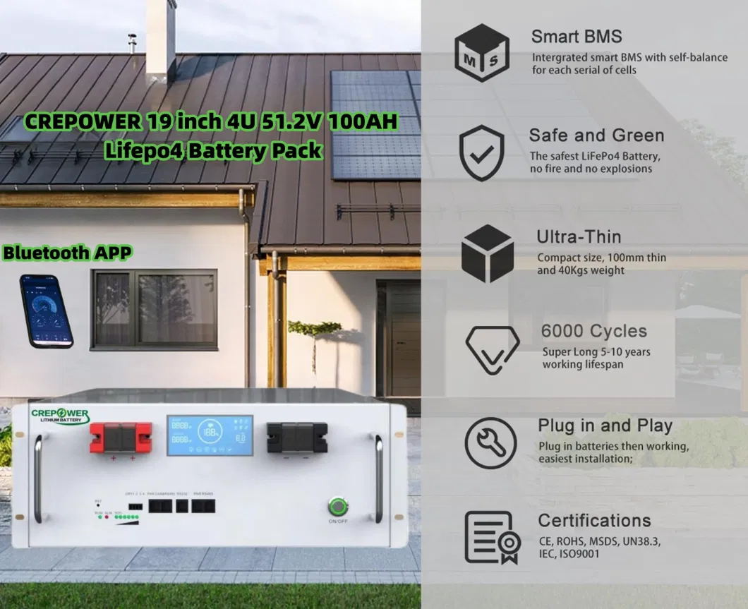 51.2V 3kw 5.12kwh Most Reliable Steady Design Solar Storage Lithium Battery