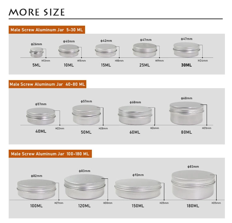 2023 Hot Sale Manufacturer Aluminum Cream Jar Cosmetic Aluminum Jar Package