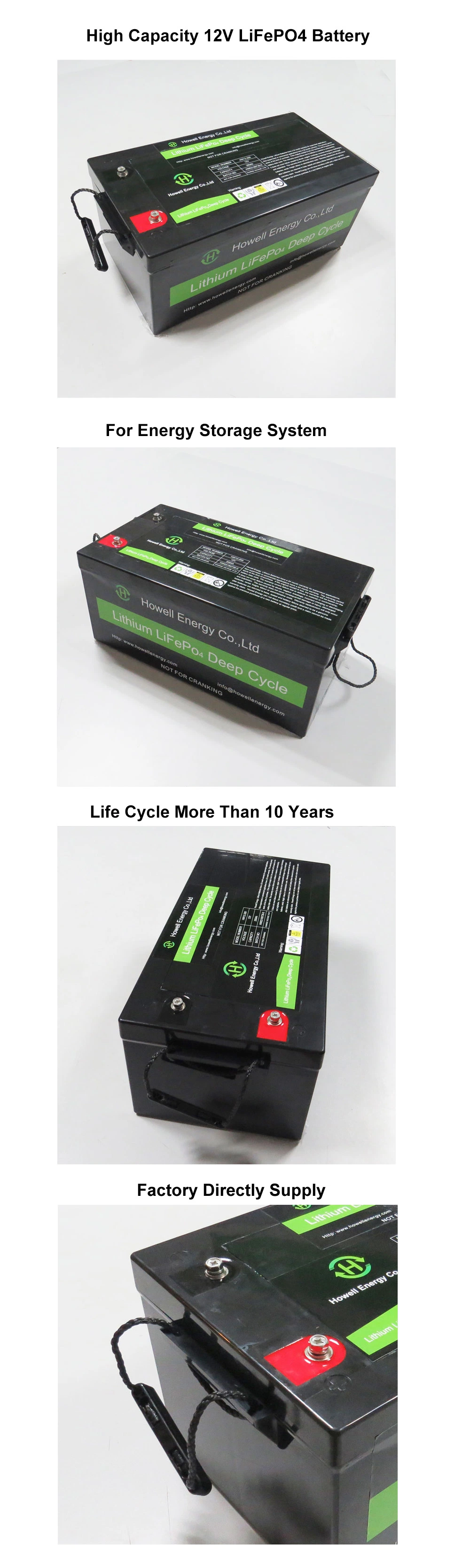 Deep Cycle 12V 200ah Lithium LiFePO4 Battery for Solar Energy Storage/Caravan/RV