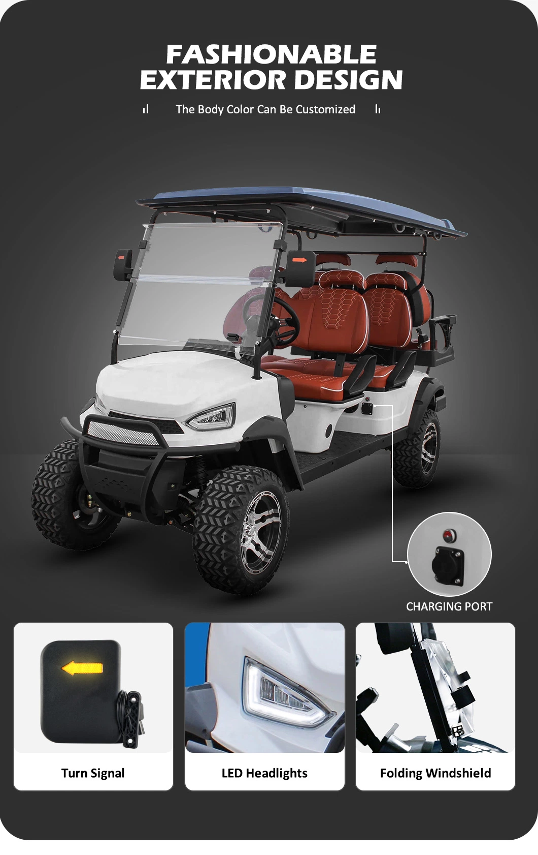 6 Seaters off Road 48V Lithium Battery Electric Golf Cart Hunting Buggy New Energy Utility Vehicle Best Golf Cart