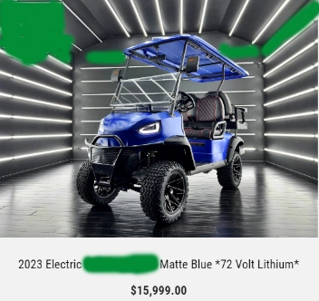 6 Passenger 72V/48V 5kw 7.5kw AC LFP Lithium Battery Electric off Road Golf Cart