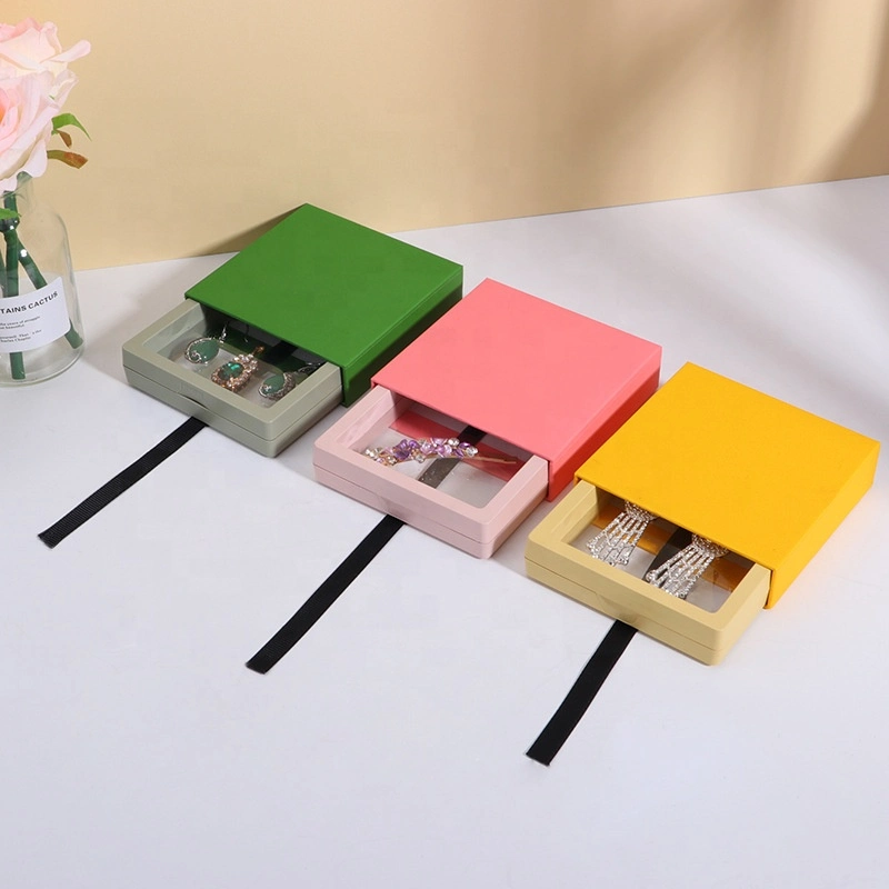 Luxury Rigid Slide Drawer Box Package with Transparent Display Window for Jewels