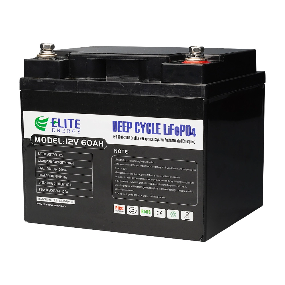 Elite Factory Li-ion Battery 12V 60ah LiFePO4 Battery for Solar Engergy Storage/RV/Golf Cart/Campers