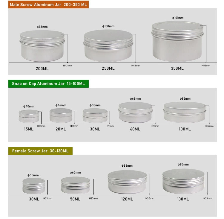 2023 Hot Sale Manufacturer Aluminum Cream Jar Cosmetic Aluminum Jar Package