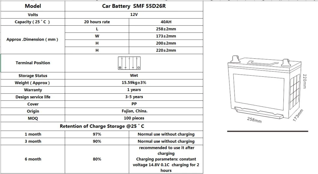 Agm 55D26R 50Ah Jis Car Hybrid Battery For Large Trucks