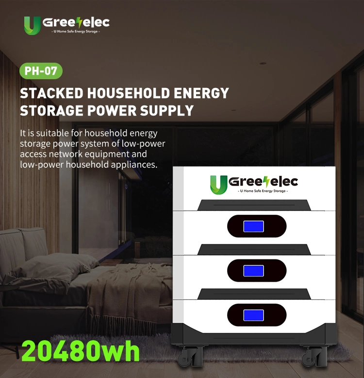 U-Greenelec Stacked Lithium Batteries 51.2V 48V 300ah 5kwh Household Energy Storage