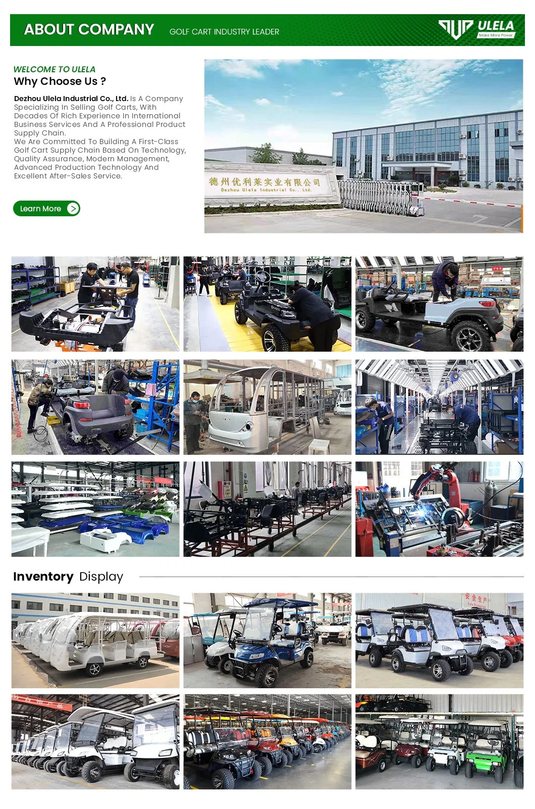 Ulela Electric Golf Cart Dealer 4.5kw/5kw Power Golf Carts off Road China 4 Seater 36 Volt Battery Lithium Golf Cart