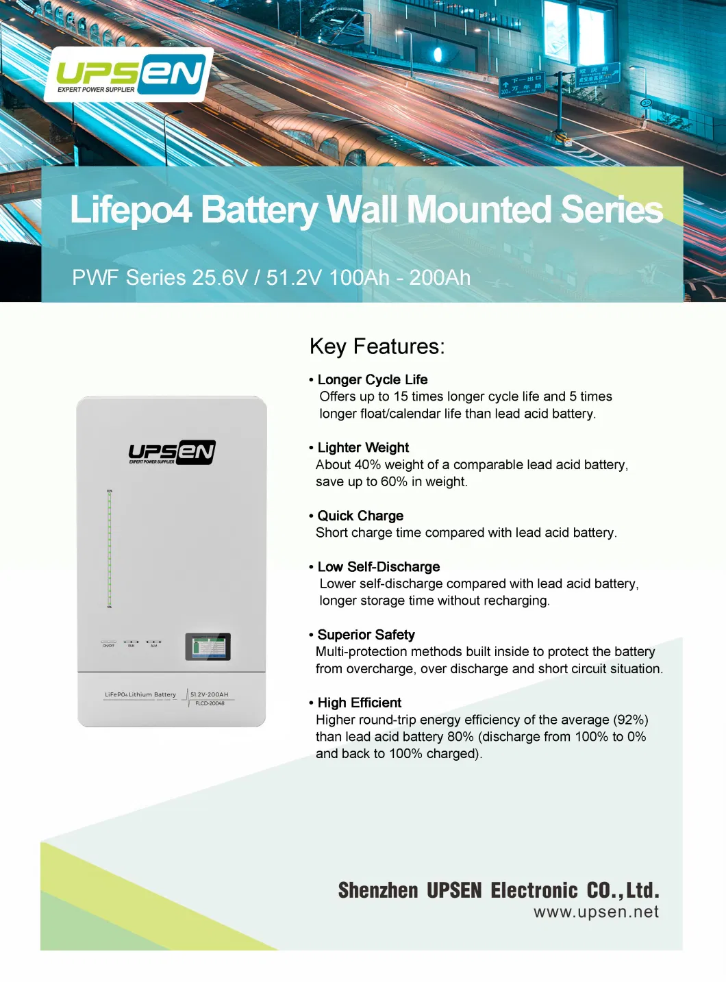 200ah 10kwh LiFePO4 Battery Wall with High Efficient and Superior Safety Power Wall Lithuim Battery