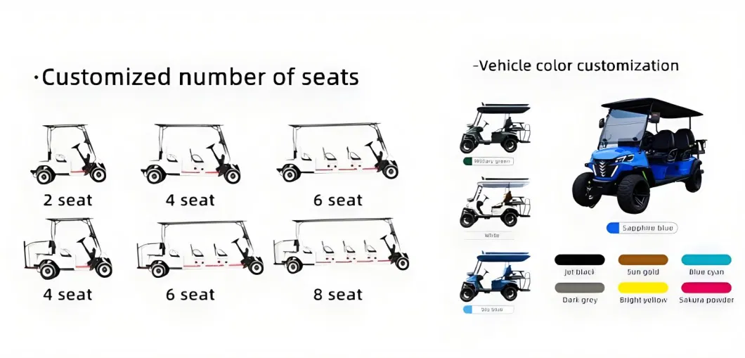 2024 Latest Four-Wheel Golf Cart with Lithium Battery Manual Cart, Customizable 2-Seater/4-Seater/6-Seater/8-Seater Golf Cart