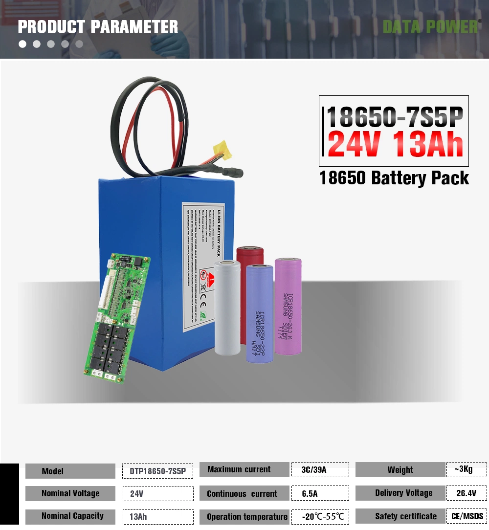 18650 7s5p 24V 13ah Rechargeable Lithium-Ion Battery Packs