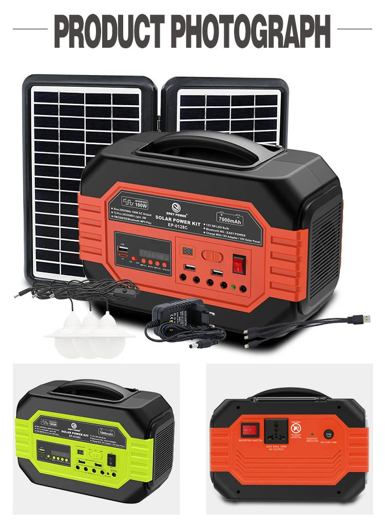 100W Solar Energy Storage Power Supply DC to AC Multi-Functional Home Mobile Power Supply with Radio Function