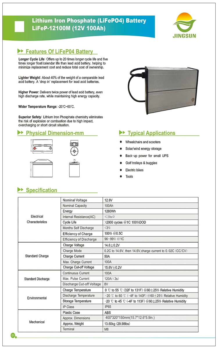 Superior Safety Longer Cycle Life LiFePO4 Bateria Lithium Iron Battery Pack