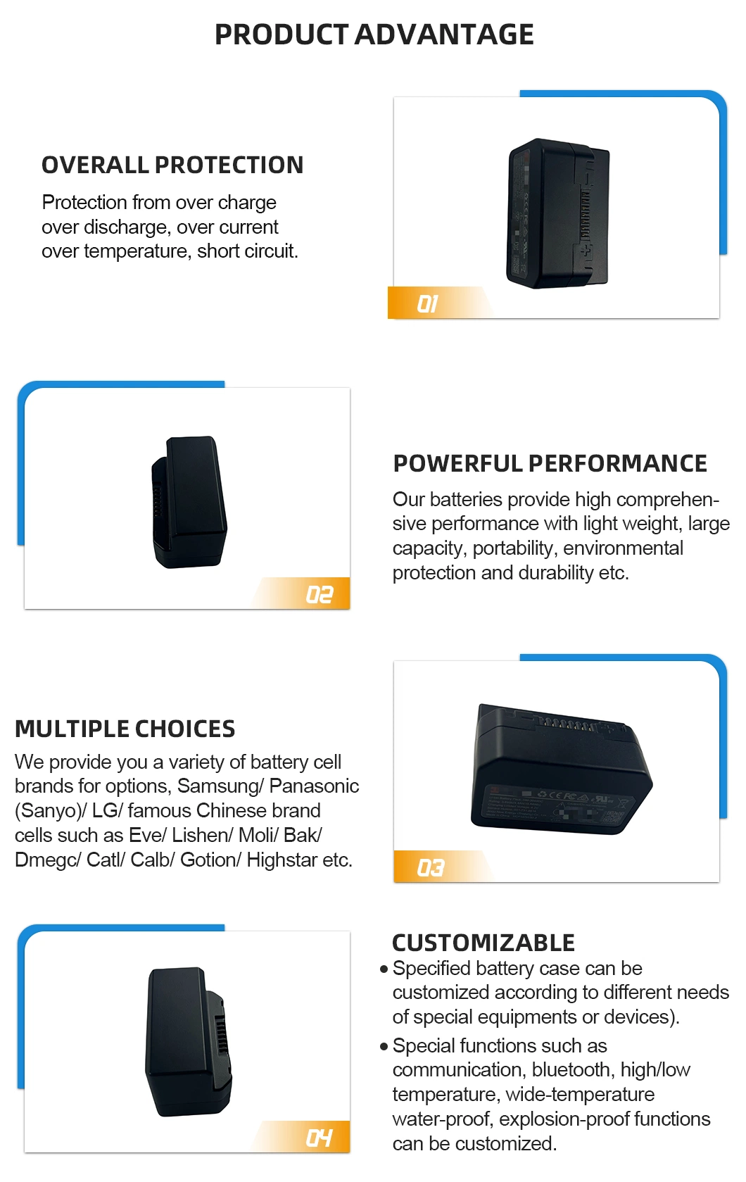 Rechargeable 3.6V 3.7V 4.4ah 1s2p Customized Lithium Ion Battery Pack for Security Equipment