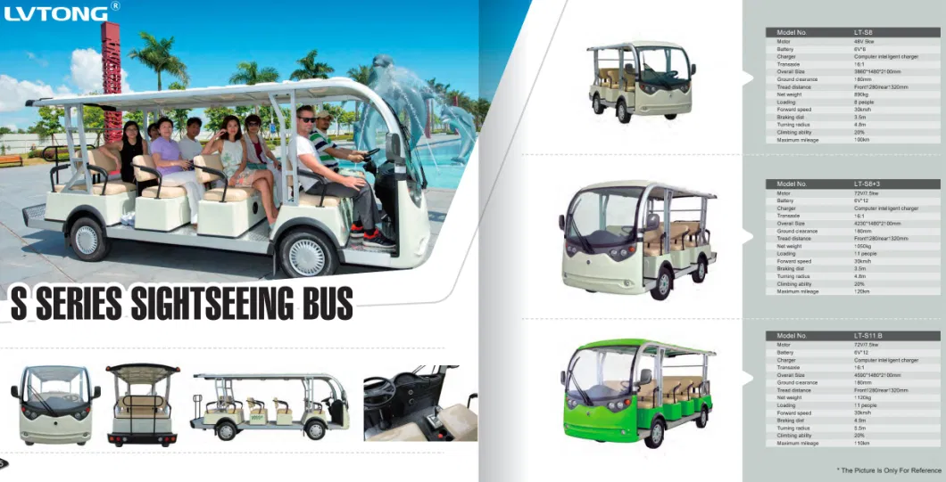 Vehicle Golf Battery Power Trolley Tourist 48V Voltage Electric Sightseeing Bus Lt-S8