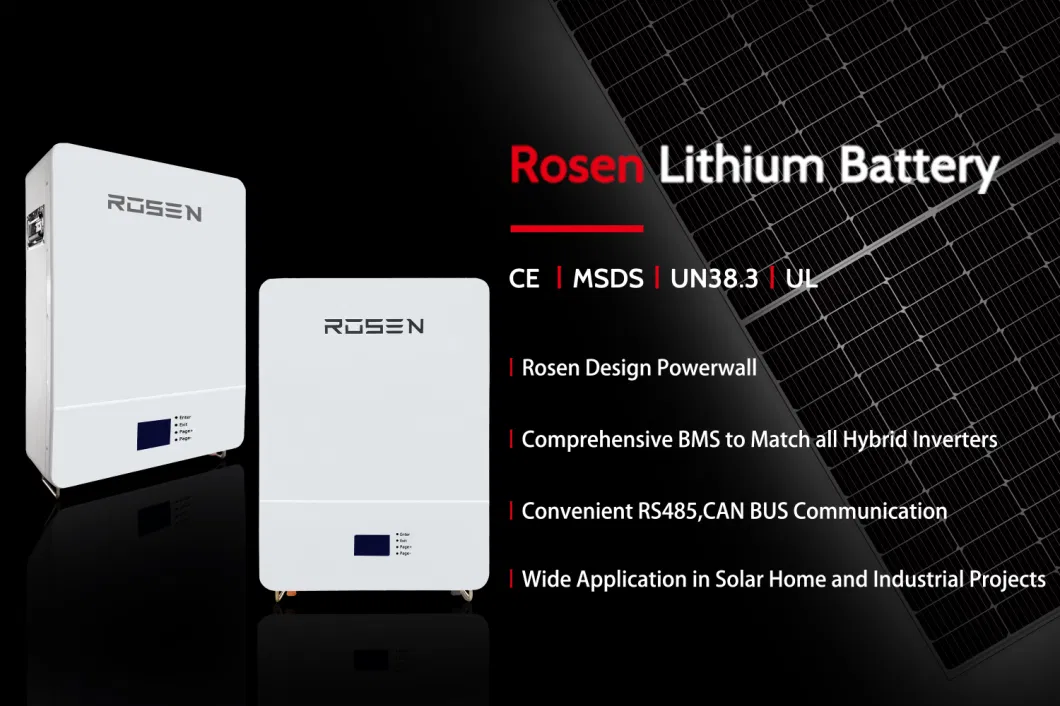 Rosen Solar Energy 5kw 10kw LiFePO4 Battery 48V 200ah Power Wall Lithium Ion Rechargeable Battery Pack