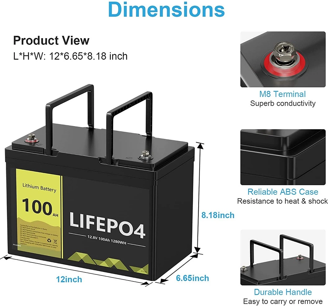 12v 12.8v 100ah lifepo4 battery grade a medical device rechargeable solar energy storage home energy system