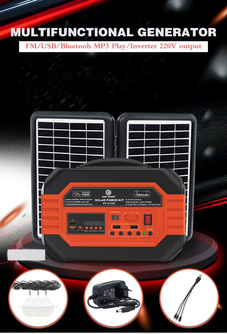 100W Solar Energy Storage Power Supply DC to AC Home Mobile Power Supply Can Be Carried with Radio Function