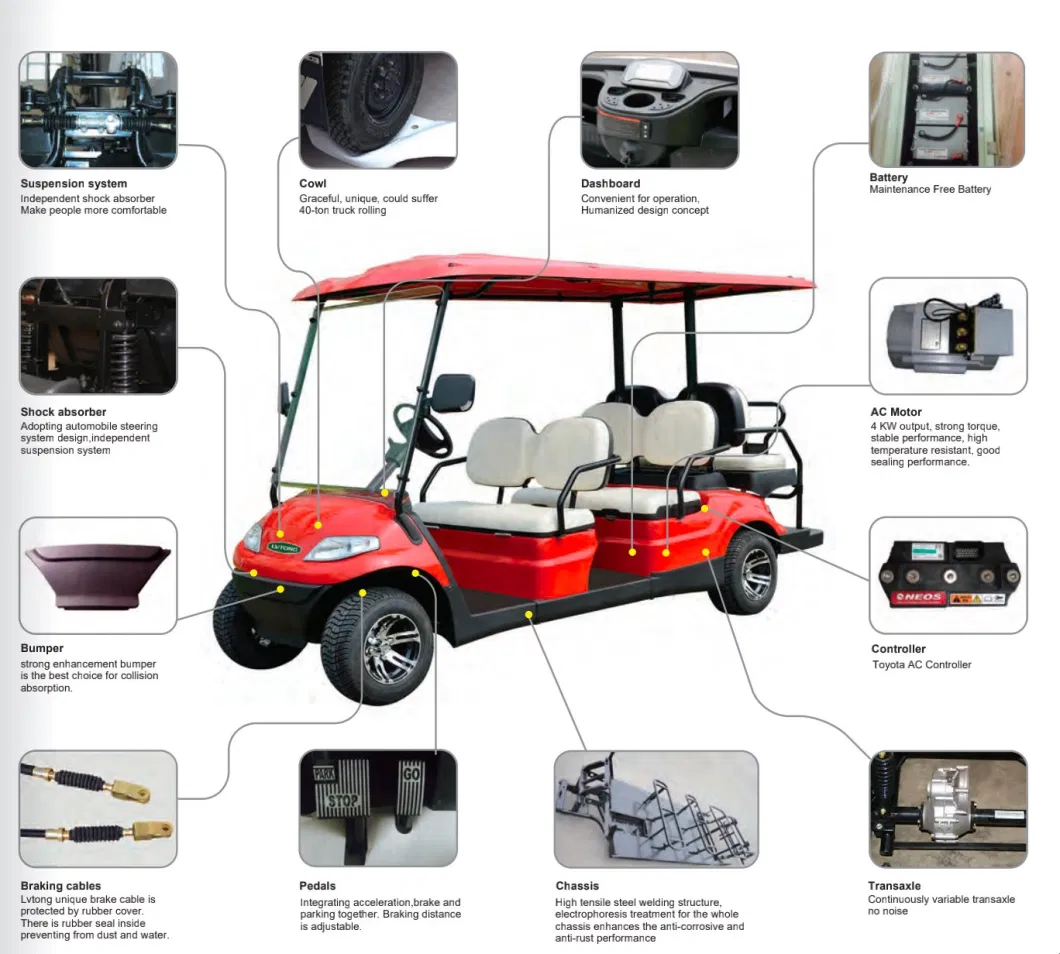 Vehicle Golf Battery Power Trolley Tourist 48V Voltage Electric Sightseeing Bus Lt-S8