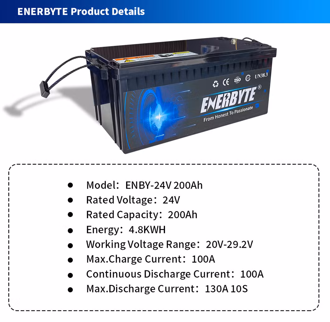 24V 200ah LiFePO4 Lithium - Ion Batteries for Motorhome, Golf Carts, Agv and Vehicles Can Replace Lead - Acid Batteries and Support Customization