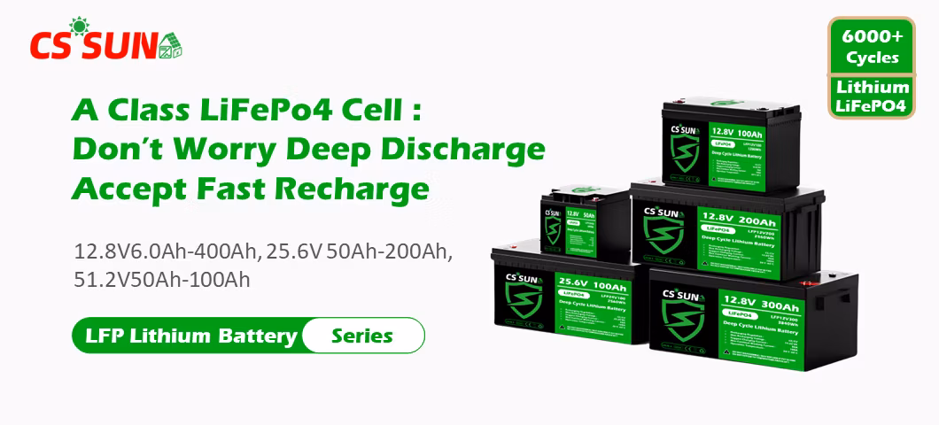 CSSUN OEM 24V 100Ah Lithium Phosphate Battery Lifepo4 Pack home solar syatem cal