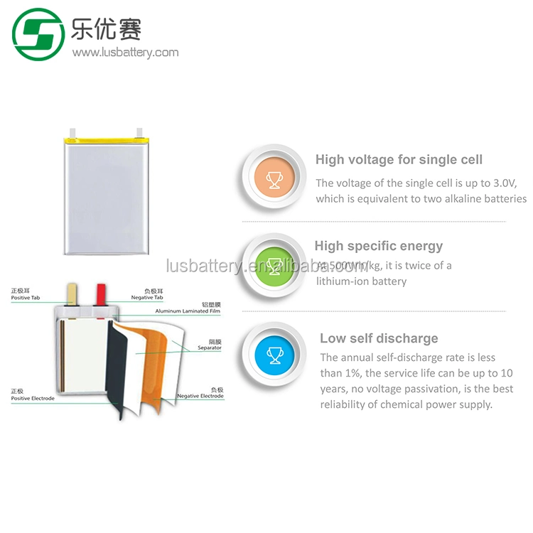 Cp255050 3.0V 1200mAh Thin Film Lithium Battery for Medical Devices Lithium Battery Flat Type