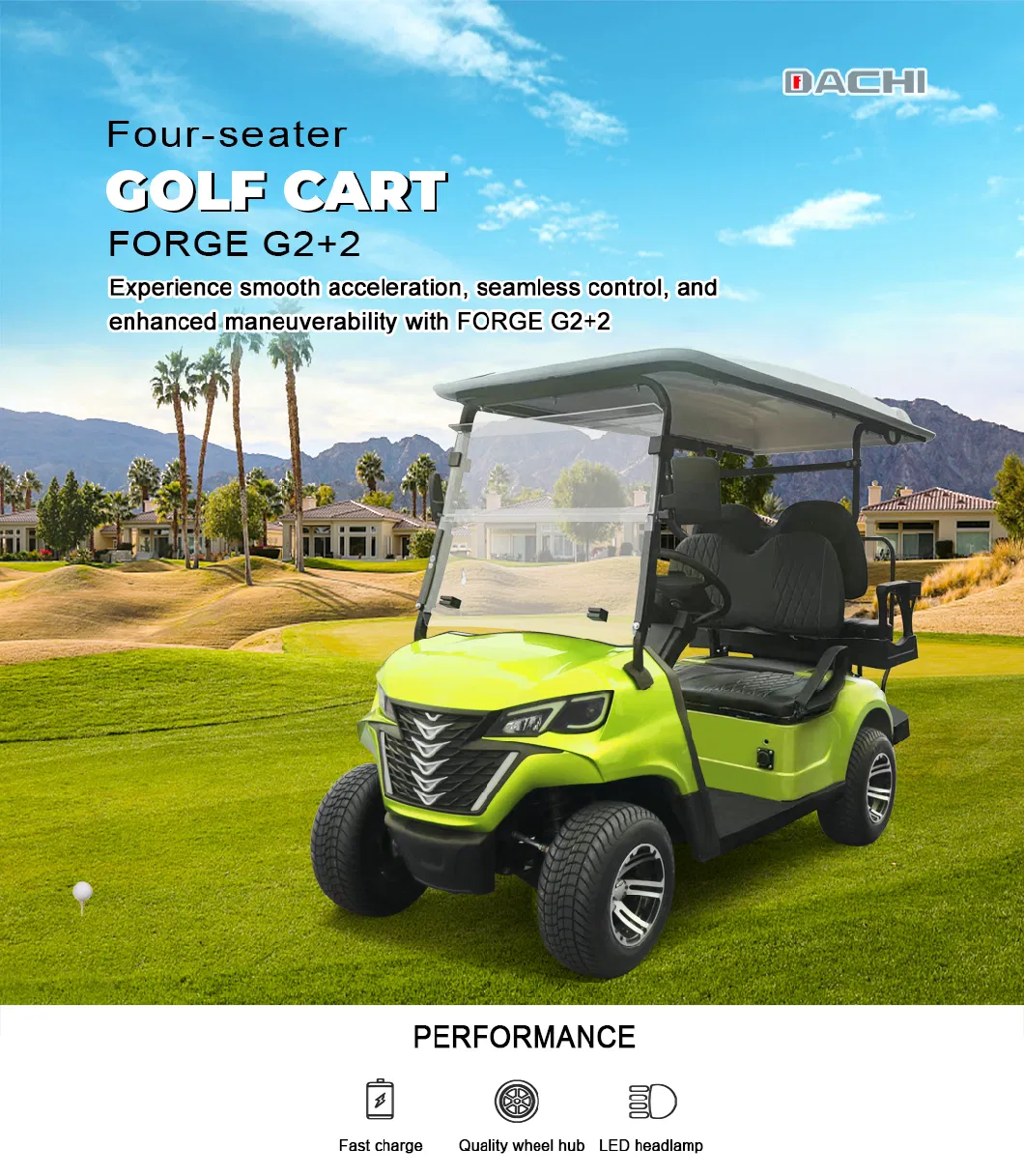 High Performance Quality Assurance Wholesaler Customized Golf Buggy Electric 4 Seats Forge G2+2 Golf Cart