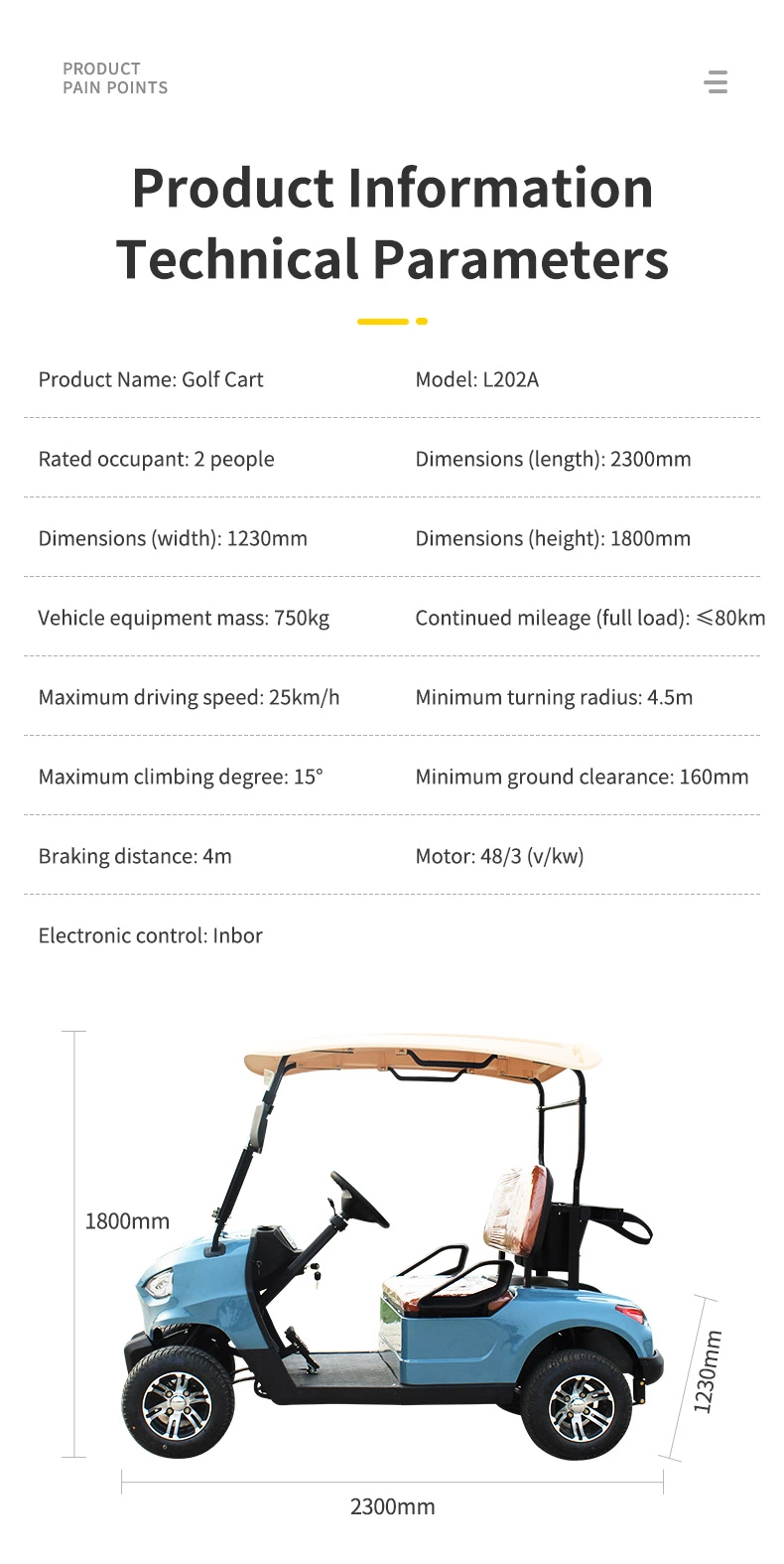 Buggy/Golf Carts Supply Customize Color Wuhuanlong 2350*1200*1750 Jiangsu Buggy Cart