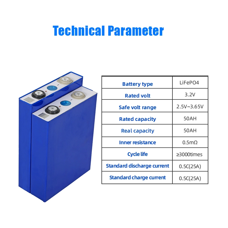 3.2V 50ah LiFePO4 Battery Cell Car Battery for Low Speed PV EV RV Camper Motorhome