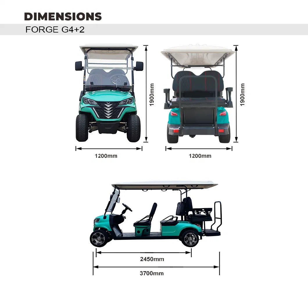 Manufacture High Popularity Forge G4+2 Lithium Powered Golf Car Buggy Cart for 6 Seater