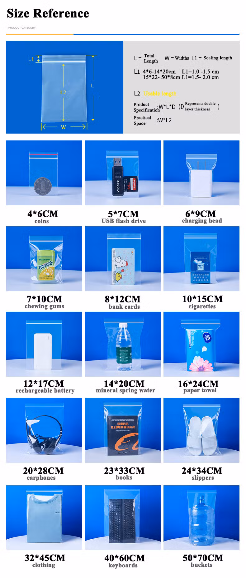 Plastic Polythene Ziplock Bag Clear/Matte LLDPE HDPE CPE Zip Lock Double Reclosable Package