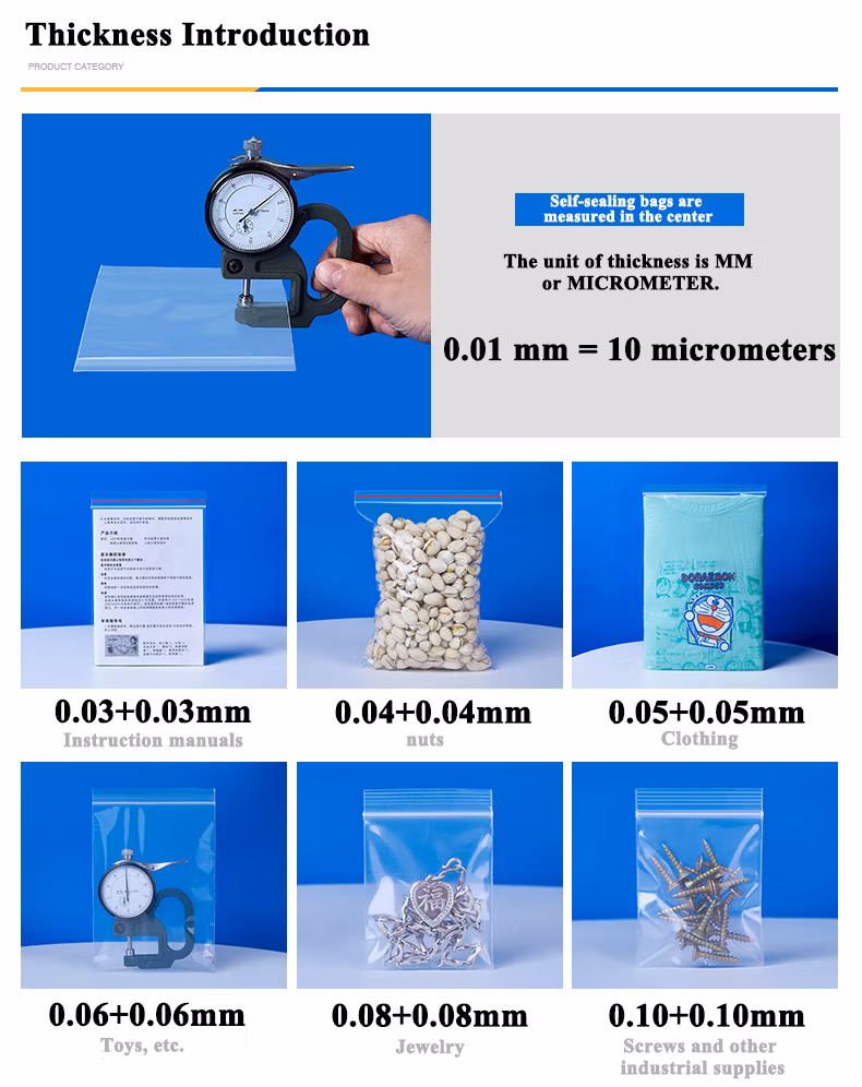 Plastic Polythene Ziplock Bag Clear/Matte LLDPE HDPE CPE Zip Lock Double Reclosable Package