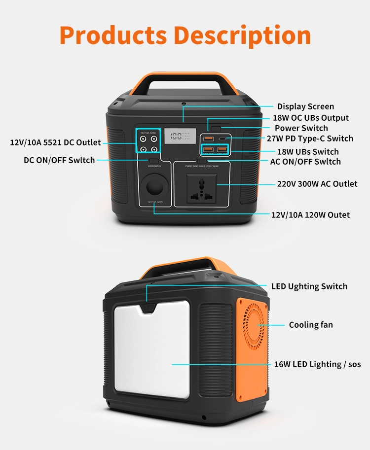 300W Home Energy Storage Station Mobile Power Supply Battery Power Bank Electric Backup